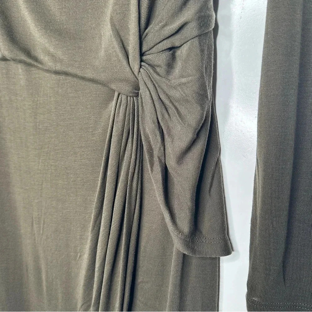 TED BAKER Khaki Green Neyda Long Sleeve Jersey Drape Dress Size 2 - Picture 8 of 15